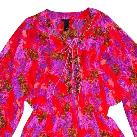 Moda International Womens Floral Animal Print Cover Up Dress Size Medium - Picture 4 of 9